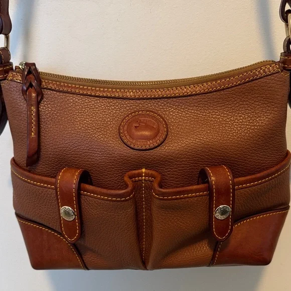 Vintage Dooney & Bourke Pebble Leather Satchel Shoulder Bag with Pockets - Picture 4 of 16